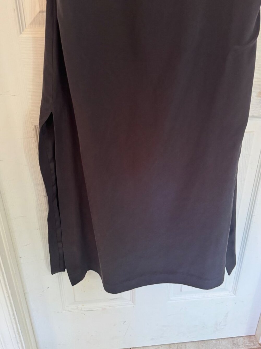 La Ligne Black Silk Midi Sasha Dress Timeless Classic Ruching Side Slit Lined XL - Picture 7 of 15